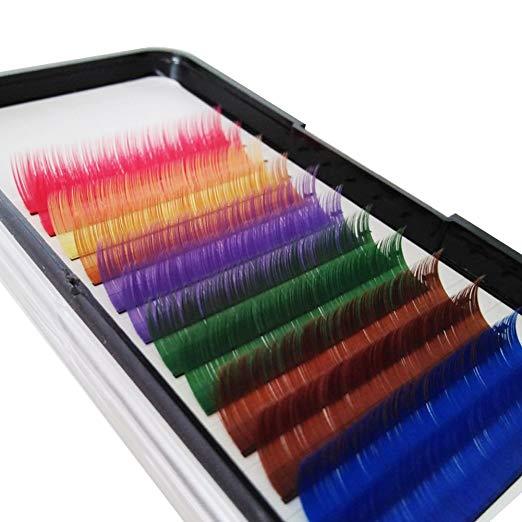 Eye Lashes Individual Eyelash Extension Rainbow Colored Natural D/C CURL - beautygiantusa.com