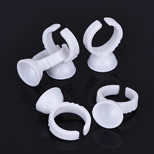 Glue Rings Tattoo Glue Holder Disposable Plastic Nail Art Eyelash Extension Rings - beautygiantusa.com