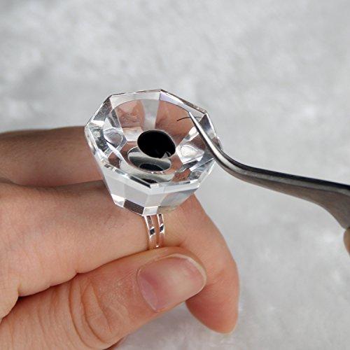Professional Eyelash Extension Crystal Glass Adhesive Glue Finger Ring Adjustable Reusable Pallet Holder (Clear) - beautygiantusa.com