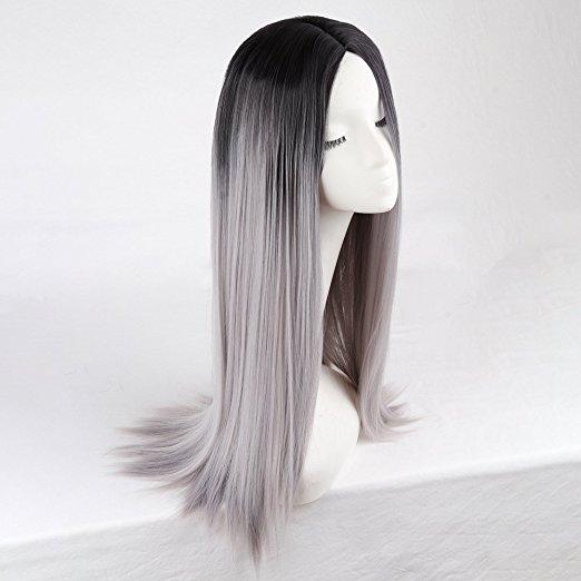 Long Straight Hair Two Tone  Wig Heat Resistant Fiber Synthetic Wigs - beautygiantusa.com