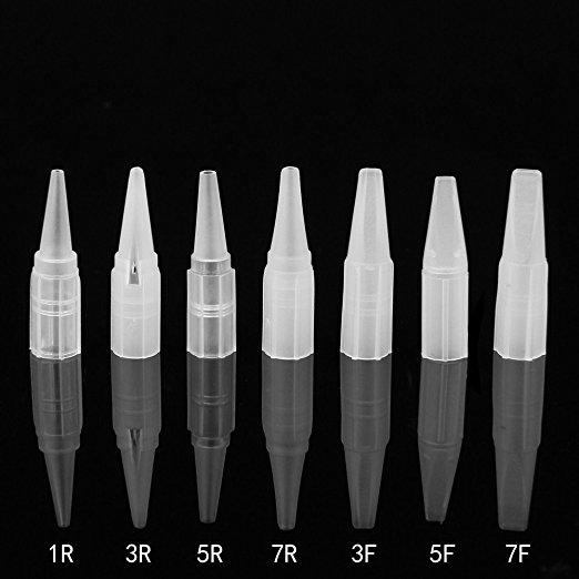 Clear White Eyebrow Tattoo Needle Tips Permanent Makeup Tattoo Nozzle Caps Disposable 1R/3R/5R/5F/7F (1R) - beautygiantusa.com
