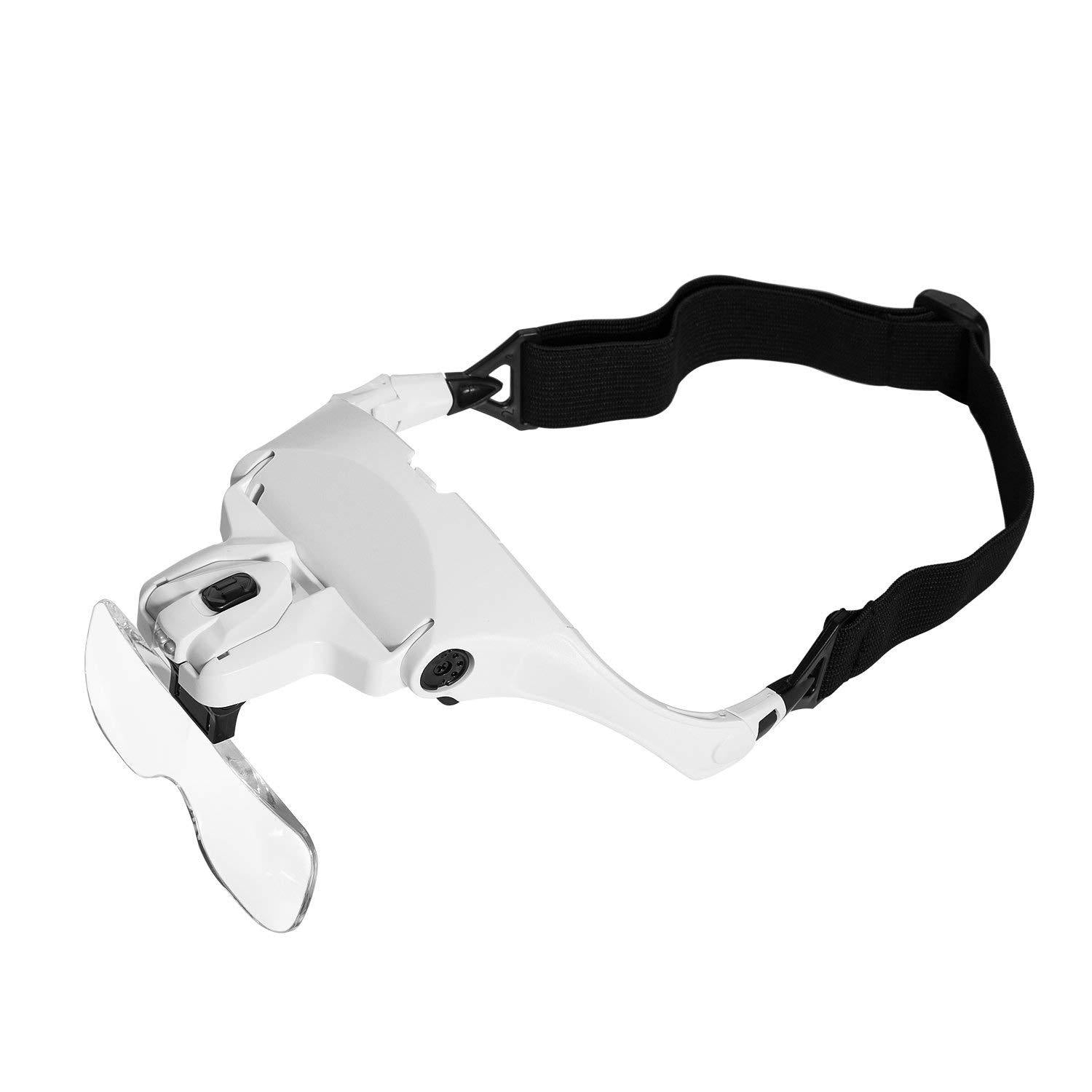 Headband Magnifier with LED Light, Head Mount Magnifier Glasses Light - beautygiantusa.com