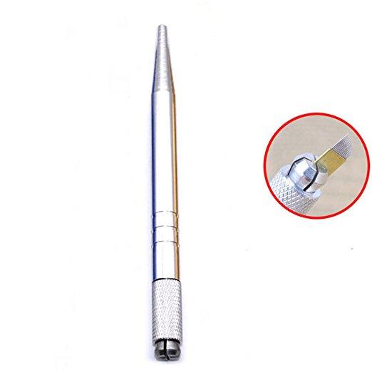 Aluminium Microblading Pen . Silver Color Lightweight Manual Microblade Needle Holder - - beautygiantusa.com