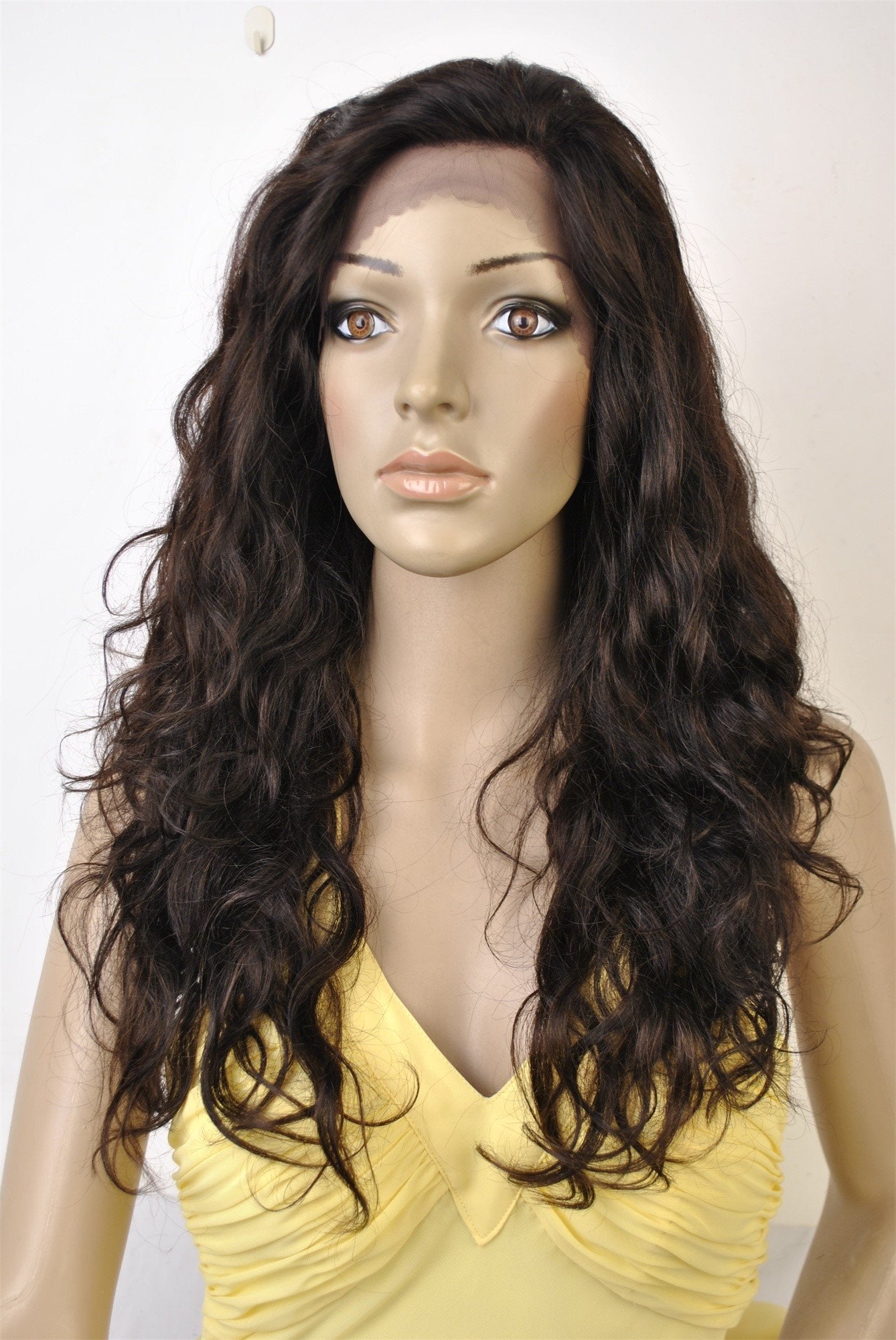Swiss Lace Wig. 100% Virgin Human Hair. Body Wave texture. 20" Long. - beautygiantusa.com