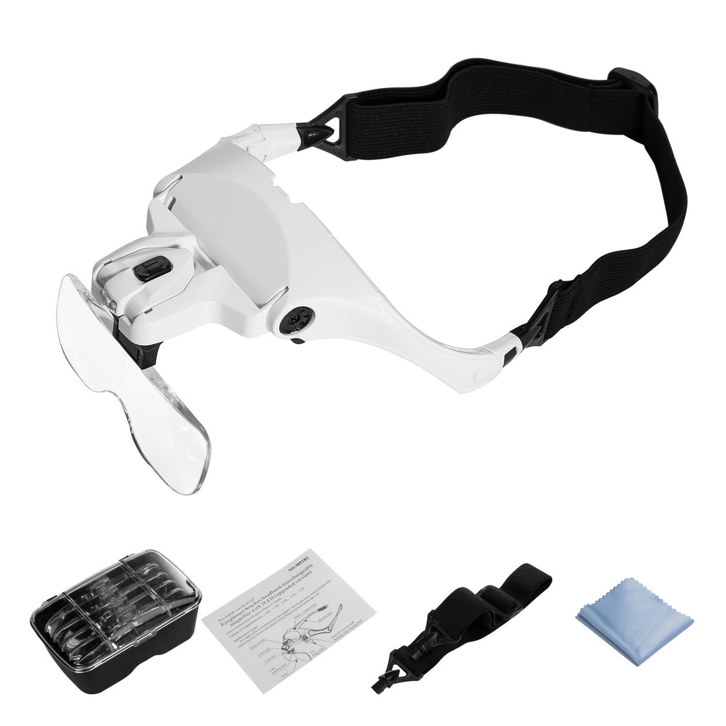 Headband Magnifier with LED Light, Head Mount Magnifier Glasses Light - beautygiantusa.com